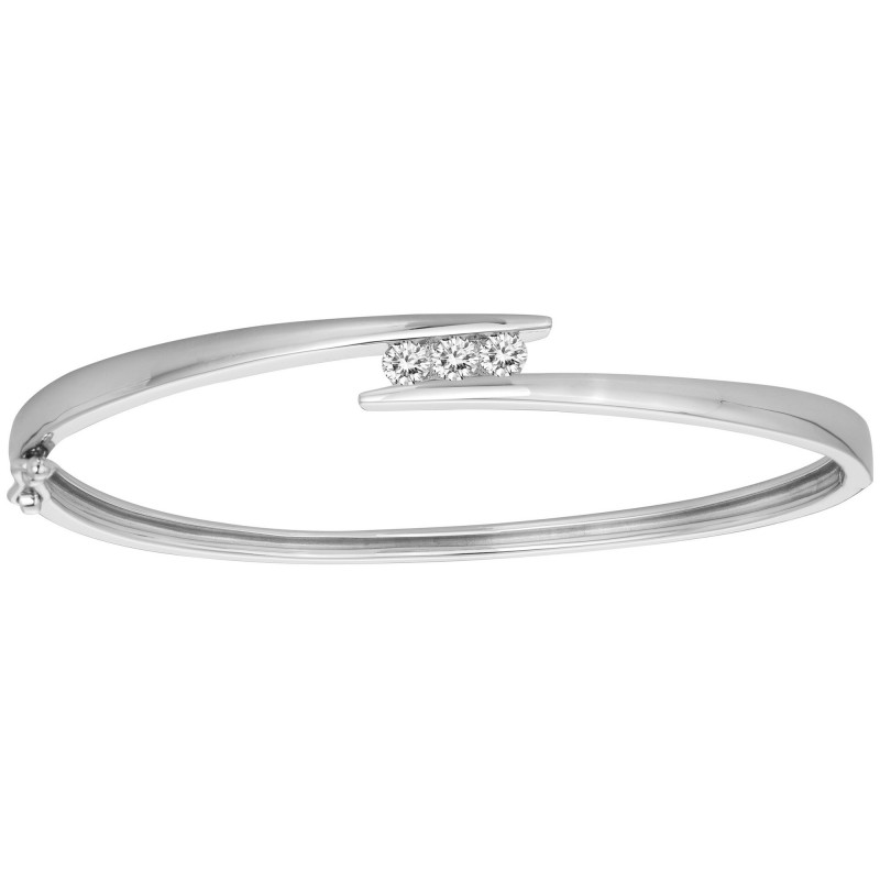 Bracelet Jonc Ouvert Carador - Argent et oxydes de zirconium blanc