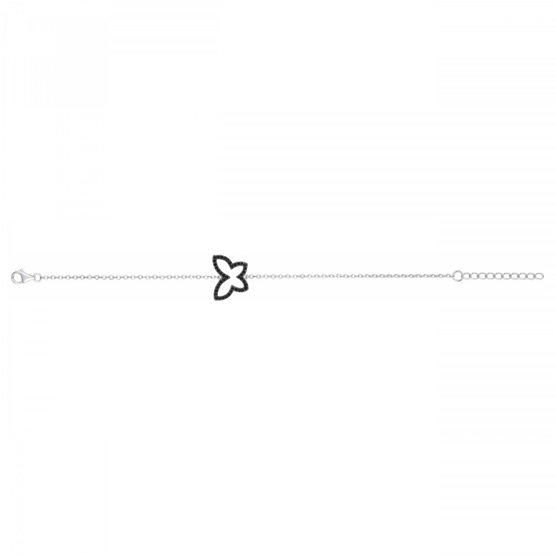 Bracelet Carador - Argent et oxydes de zirconium noir - papillon