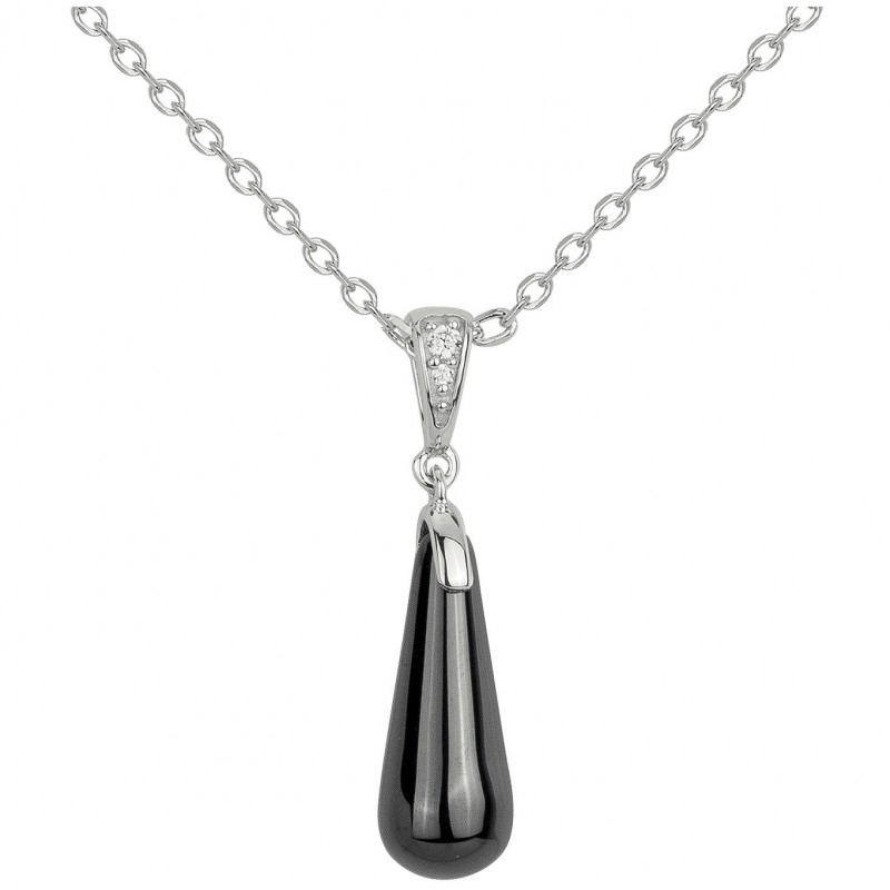 Collier Carador Femme - Argent et céramique noir, Oxydes de zirconium