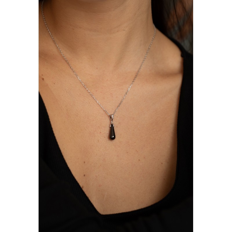 Collier Carador Femme - Argent et céramique noir, Oxydes de zirconium