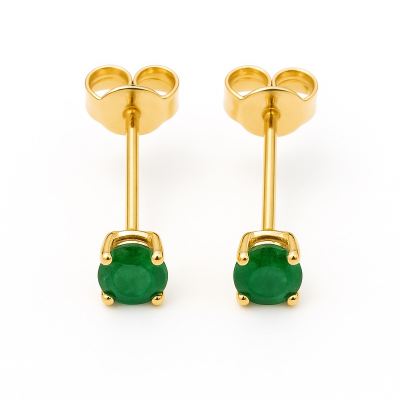 Boucles d'oreilles solitaire Femme - Carador - En or jaune, avec émeraude