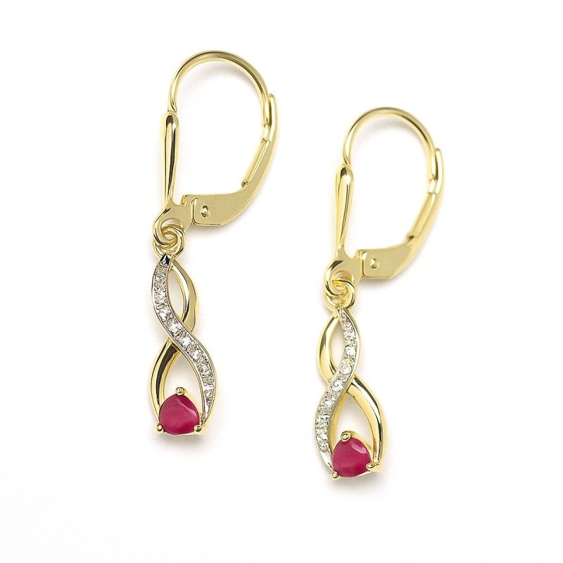 Boucles d'oreilles Femme - Carador - Or jaune bicolore avec rubis