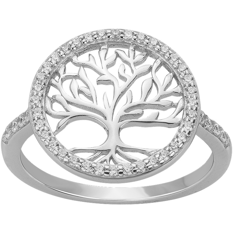 Bague Carador - Argent et oxydes de zirconium blanc - arbre de vie