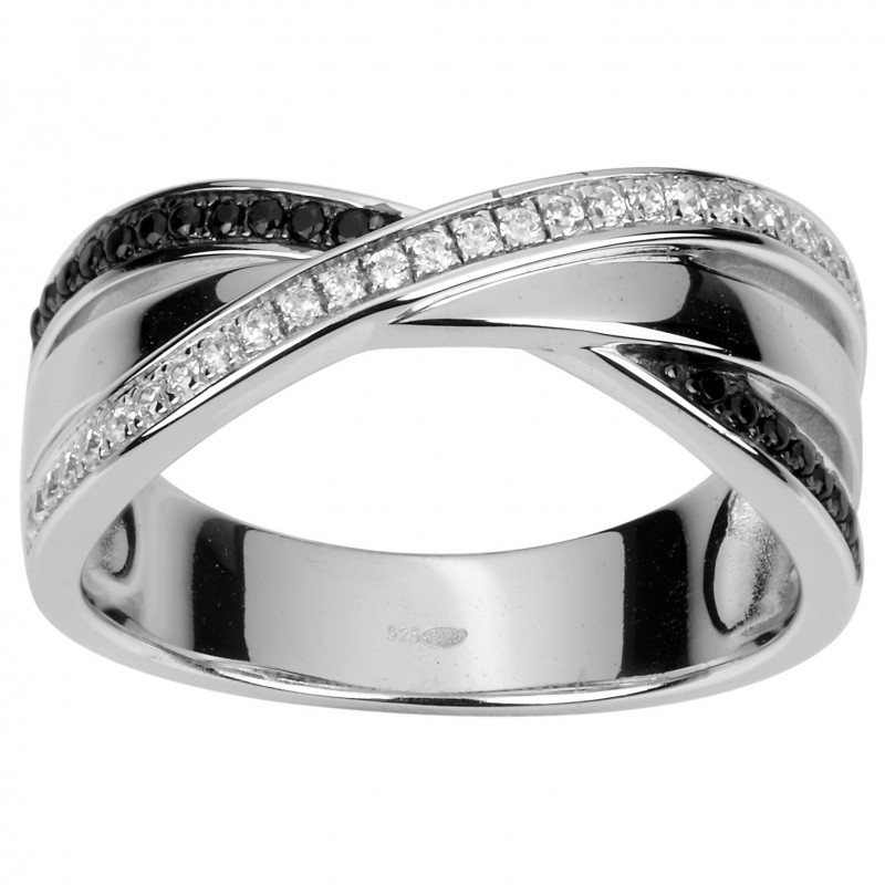 Bague Carador - Argent et Oxydes de zirconium blanc et noir