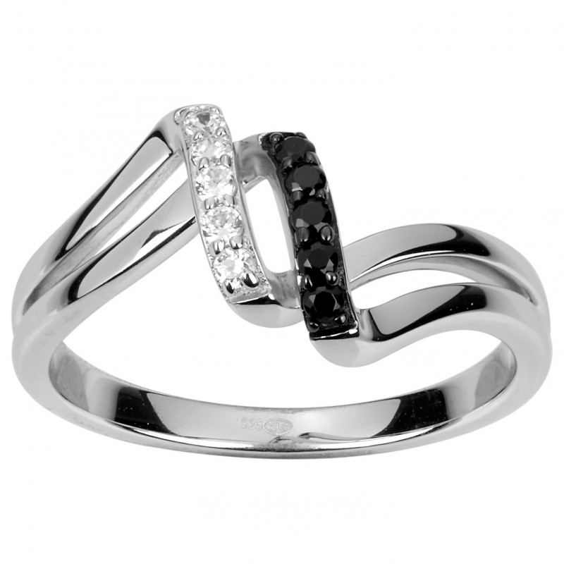 Bague Carador - Argent et Oxydes de zirconium blanc et noir