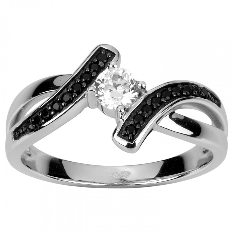 Bague Carador - Argent et Oxydes de zirconium blanc et noir