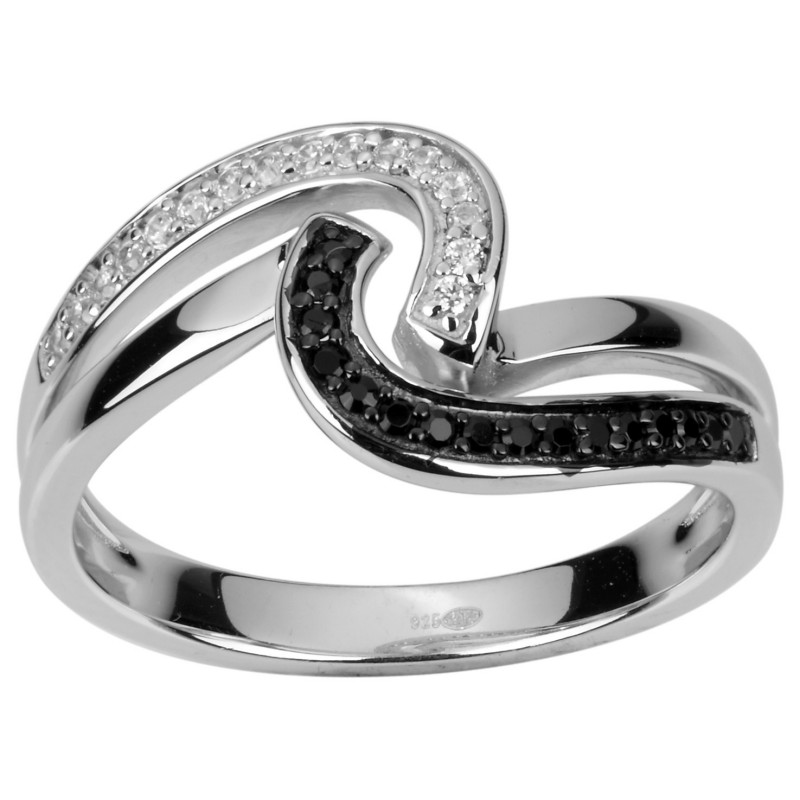 Bague Carador - Argent et Oxydes de zirconium blanc et noir