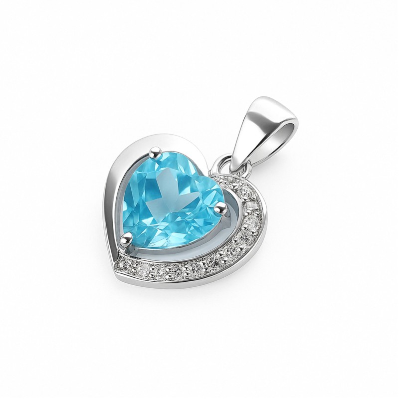 Pendentif coeur - Carador - En Or blanc, avec topaze