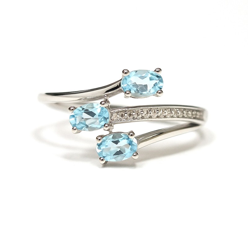 Bague femme - Carador - en Or blanc, avec topaze