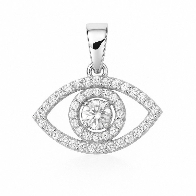 Pendentif - Carador - En argent, avec oxyde de zirconium - Motif oeil