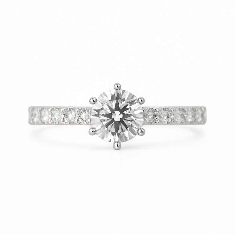 Bague solitaire femme - Carador - En Or blanc, avec Oxydes de zirconium
