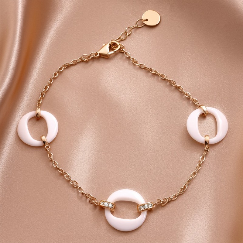 Bracelet BROOKLYN Femme Phebus en plaqué or et céramique blanche