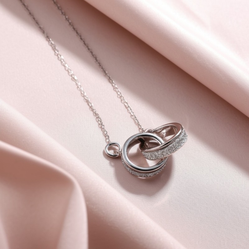 Collier Carador en or blanc 375/000 et glitter