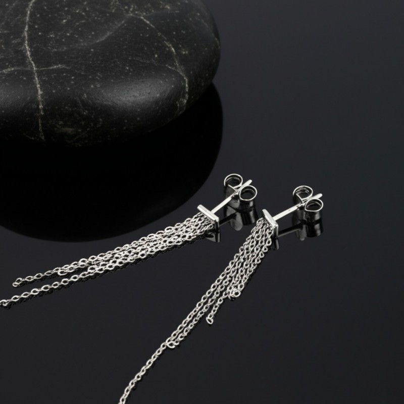 Carador - Boucles d'oreilles pendantes or blanc 375/000