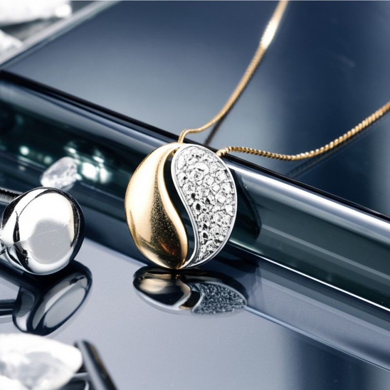 Collier Carador Or bicolore 375/000 pendentif grain de café