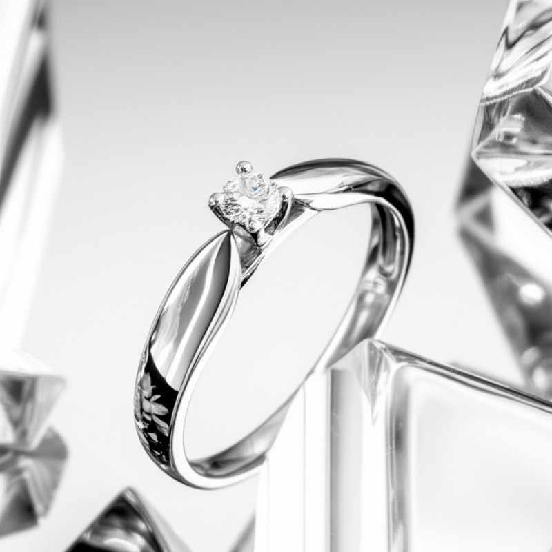 BAGUE SOLITAIRE OR BLANC 750/000 AVEC DIAMANT