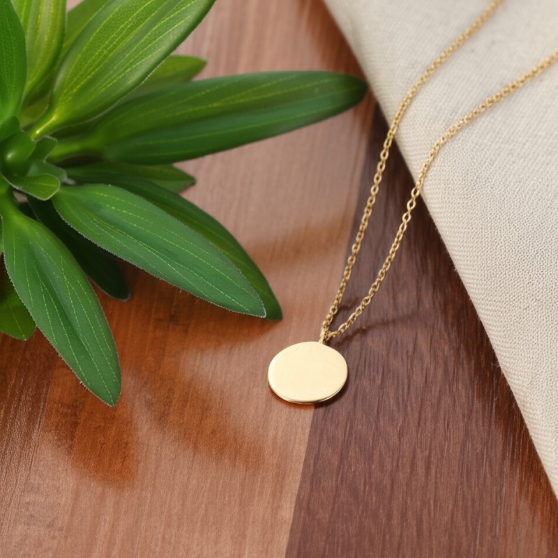 Collier Femme Carador minimaliste disque or 375/000