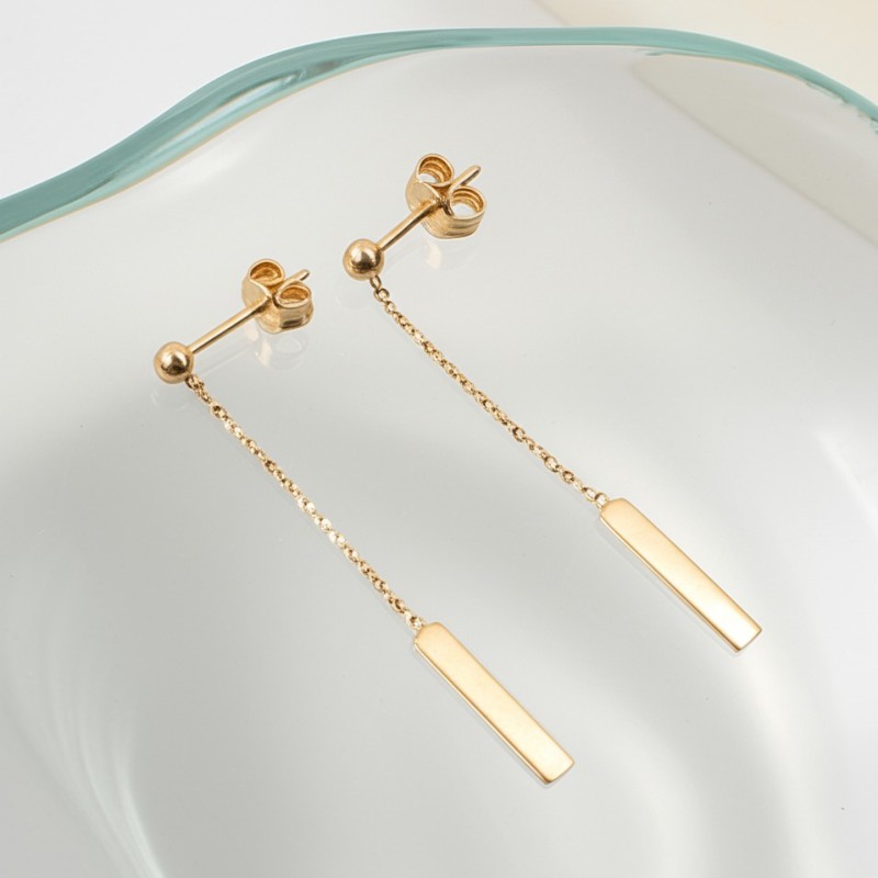 Boucles d'oreilles pendantes Carador Géométrie ligne or 375/000