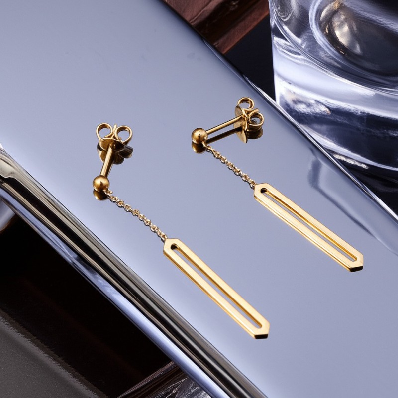 Boucles d'oreilles Femme Carador minimaliste hexagone or 375/000