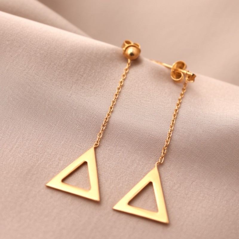 Boucles d'oreilles pendantes Carador Géométrie triangle or 375/000
