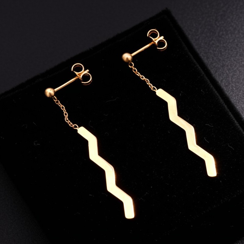 Boucles d'oreilles pendantes Carador Géométrie ligne brisée or 375/000