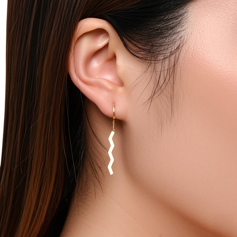 Boucles d'oreilles pendantes Carador Géométrie ligne brisée or 375/000