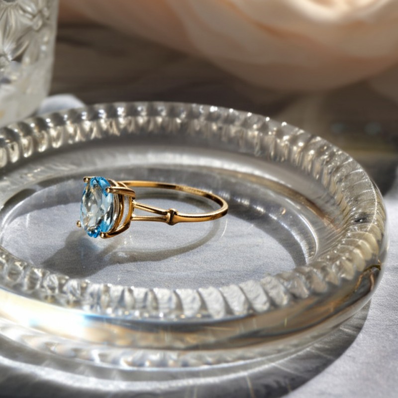 Bague Carador Femme Topaze Pierre Fine Or Jaune 750