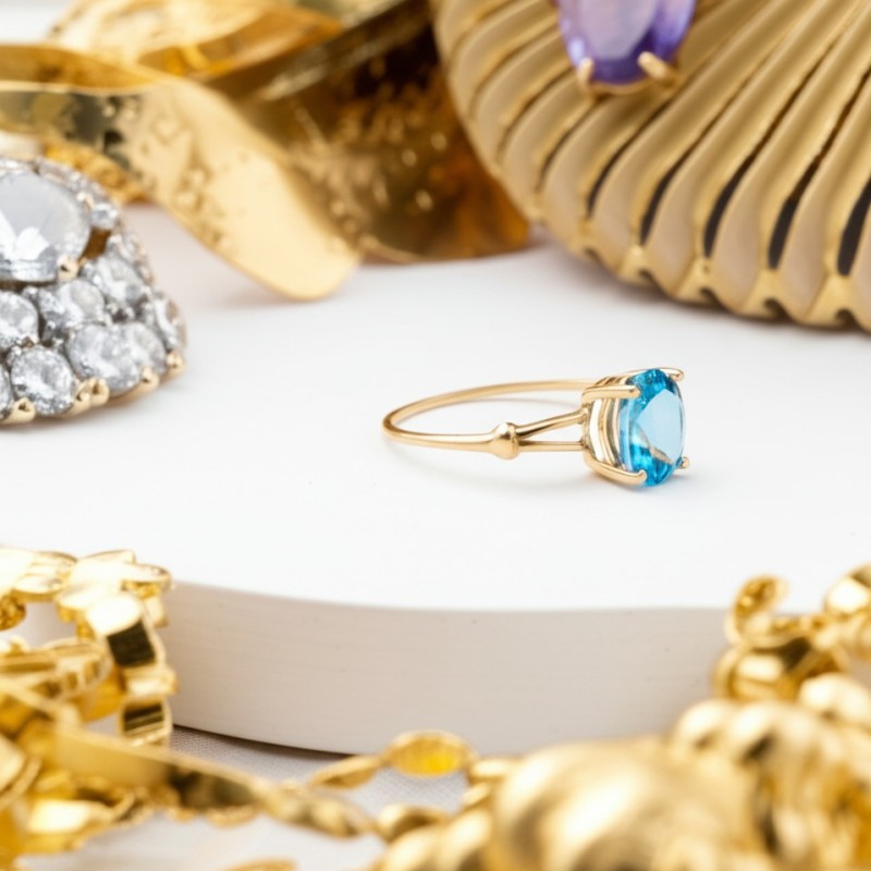 Bague Carador Femme Topaze Pierre Fine Or Jaune 750