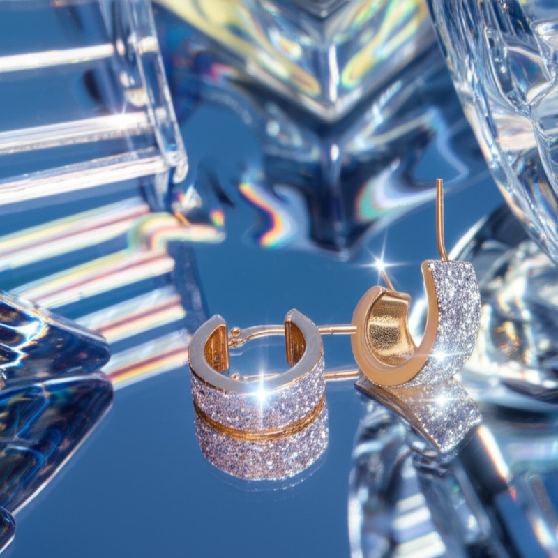 Boucles d'oreilles Carador créoles glitter en or jaune 750/000