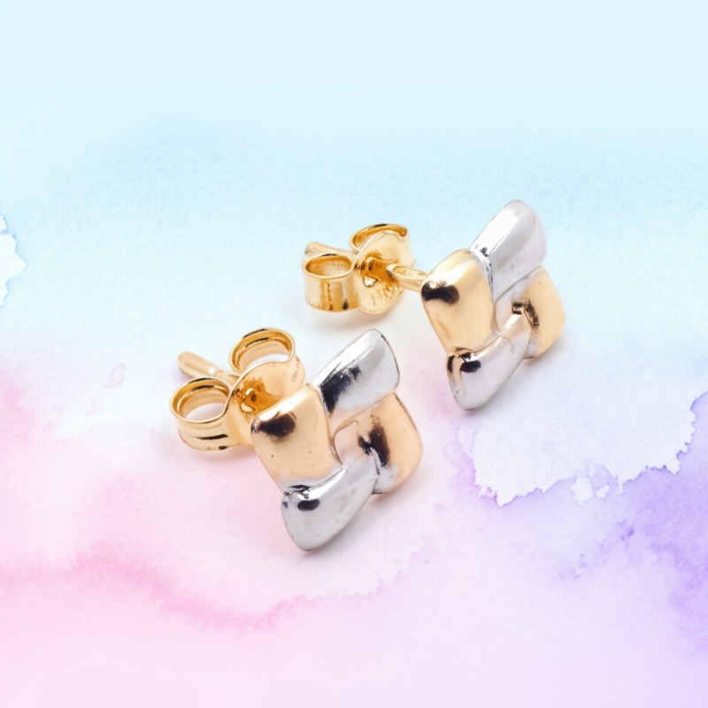 boucles d'oreilles carré bicolore Carador en or 750/000