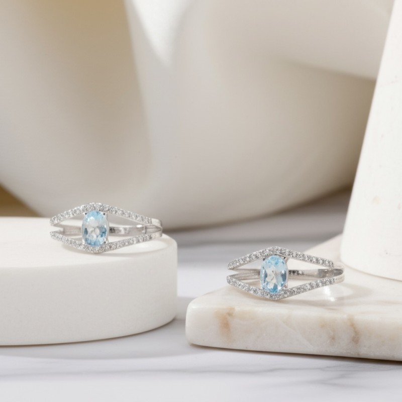 Bague Bijouterie Carador Topaze et or Gris 375/000e