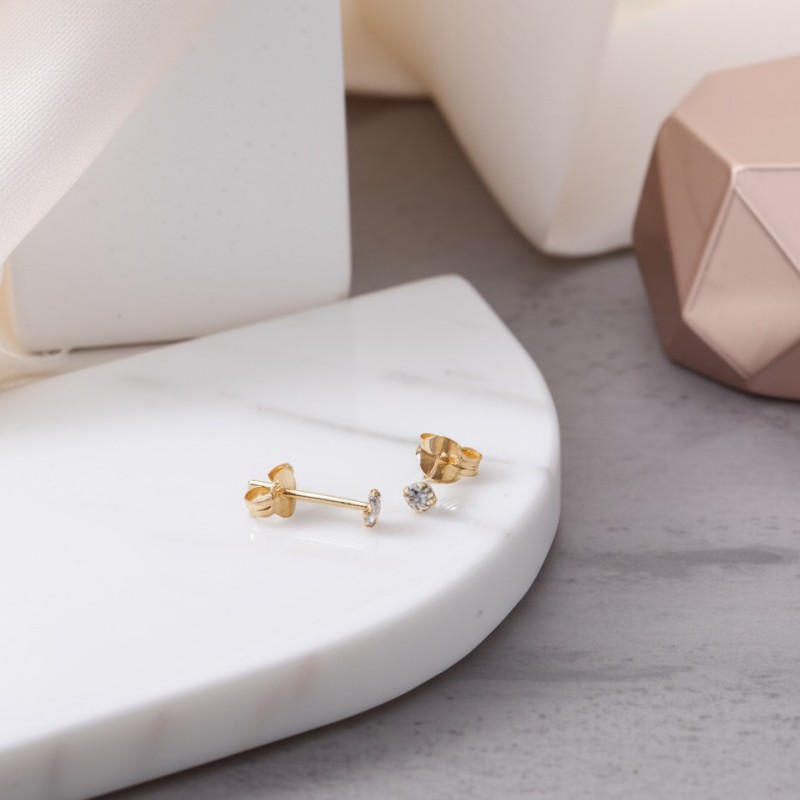 Boucles d'oreilles Carador oxyde de zirconium 2,5 mm or jaune 375/000