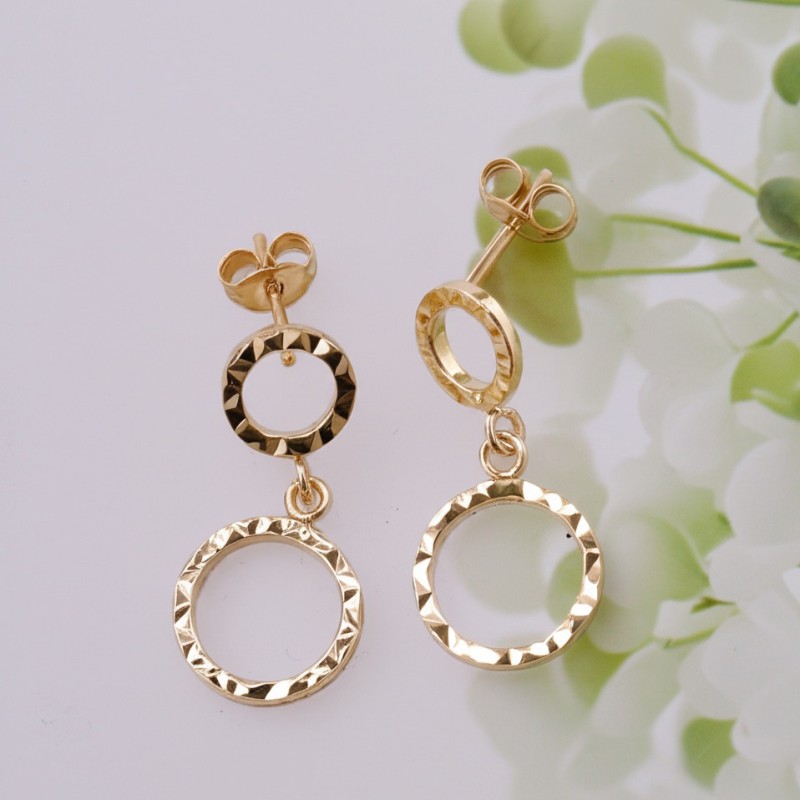 Boucles d'oreilles géométrique Carador double anneaux or jaune 375/000