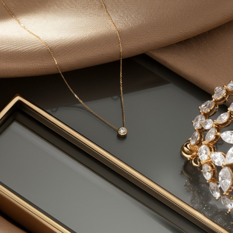 Collier Solitaire Carador en or jaune 375/000, oxyde de zirconium de 4.75mm serti clos