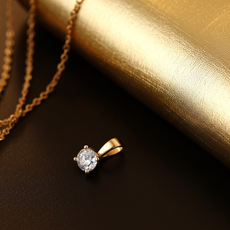 Pendentif Carador serti 4 griffes 4.75mm  en Or Jaune  375/000 et Oxydes de zirconium