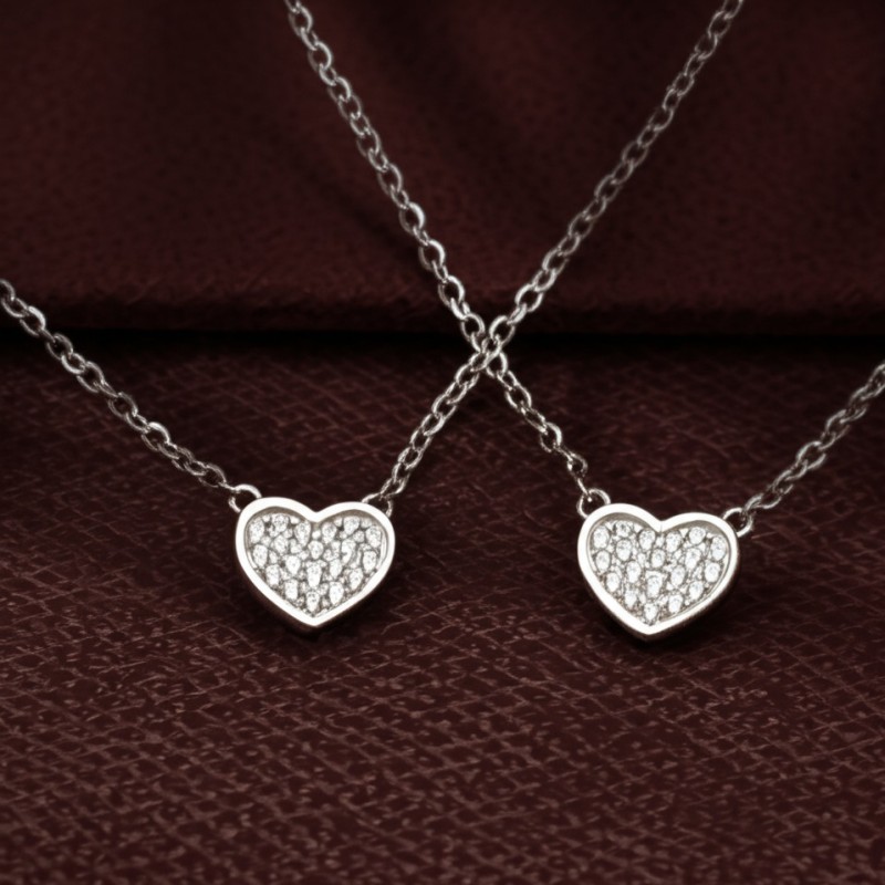 Collier Femme carador en argent motif cœur avec oxydes de zirconium