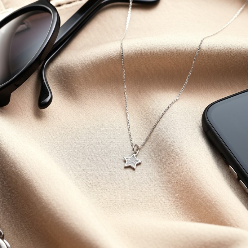 Collier femme carador en argent motif étoile avec oxydes de zirconium