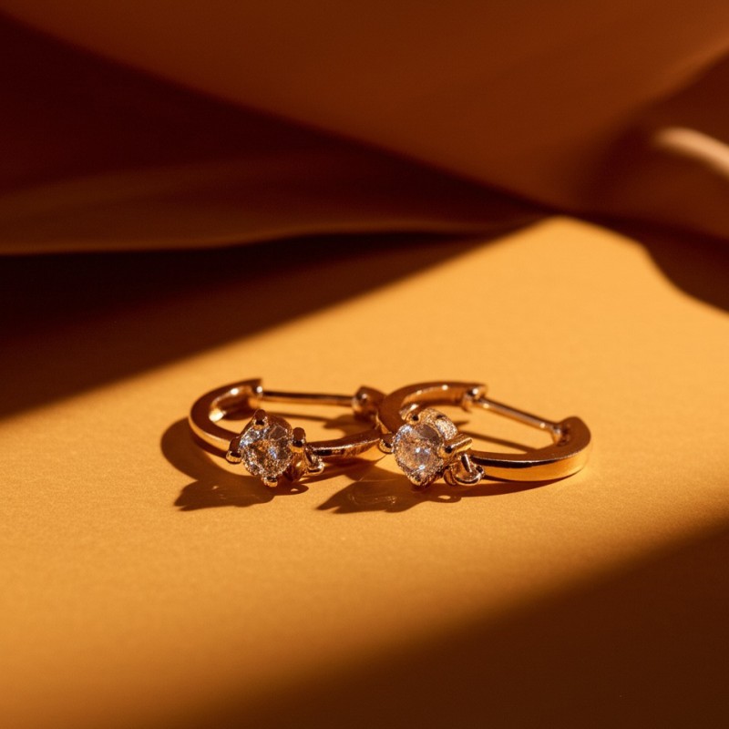 Boucles d'oreilles créoles avec pampilles femme carador en plaqué or avec oxydes de zirconium