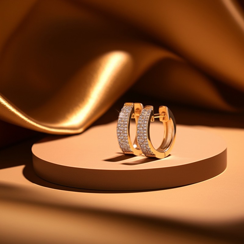 Boucles d'oreilles créoles femme carador en plaqué or avec oxydes de zirconium