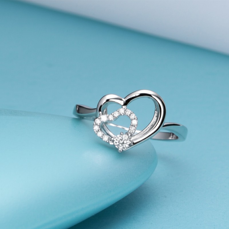 Bague femme Carador en argent motif cœur avec oxydes de zirconium