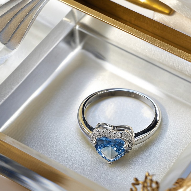 Bague Femme Carador Argent avec Oxyde de zirconium bleu