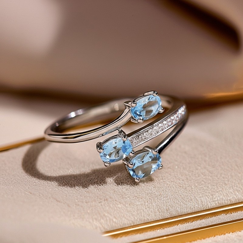 Bague femme - Carador - en Or blanc, avec topaze