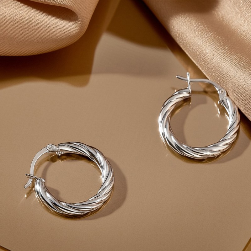 Créoles torsadées Femme - Carador - En argent