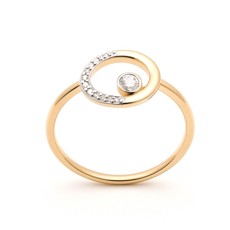 Bague Femme - Carador - En Or, motif rond avec diamant
