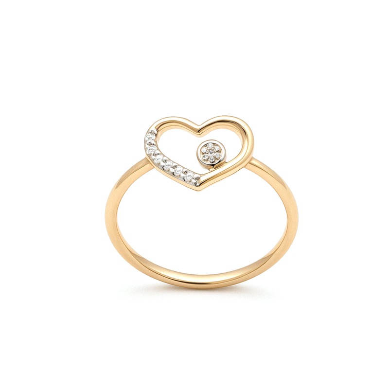 Bague coeur femme - Carador - En Or jaune, avec diamant