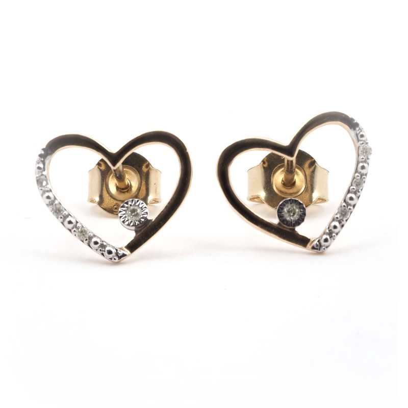 Boucles d'oreilles Femme - Carador - En or jaune - Motif Coeur