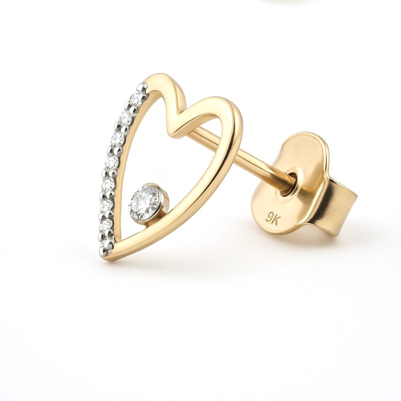 Boucles d'oreilles Femme - Carador - En or jaune - Motif Coeur