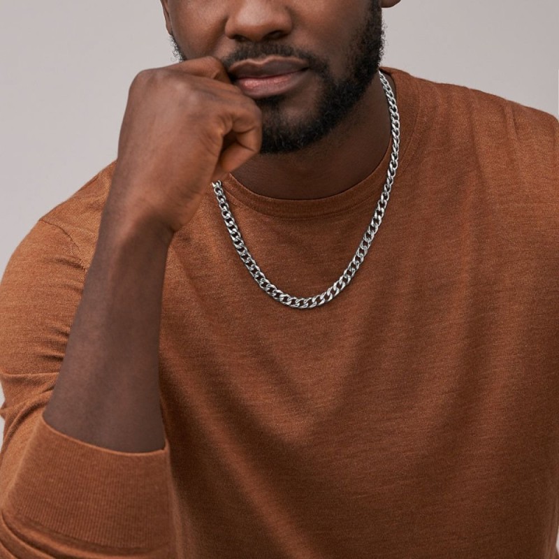 Collier Homme Fossil - Ellis Core Chains - acier argenté