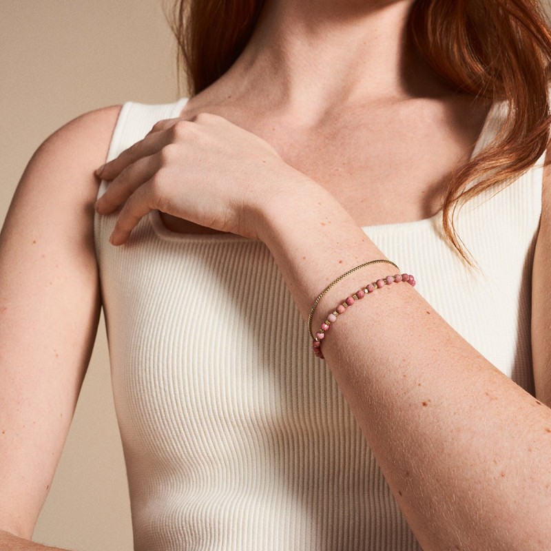 Bracelet Fossil Femme - All Stacked Up - Rhodochrosite rose