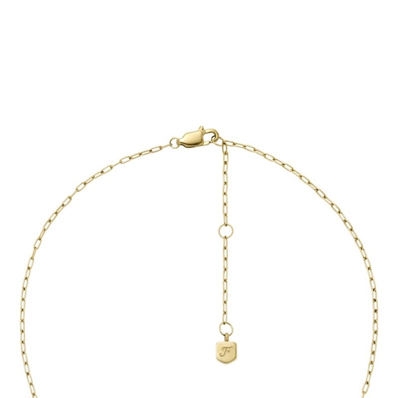 Collier Fossil Femme - Sadie All My Love - cœur acier doré